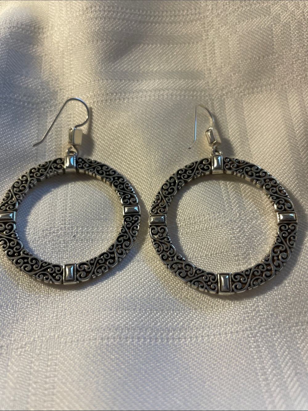 Brighton Antique Silver Filigree Round Drop Earrings - Picture 2 of 3